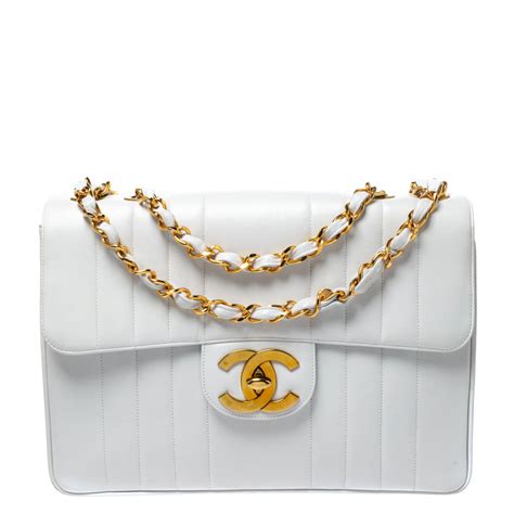 chanel single flap white vintage|pictures of old chanel purses.